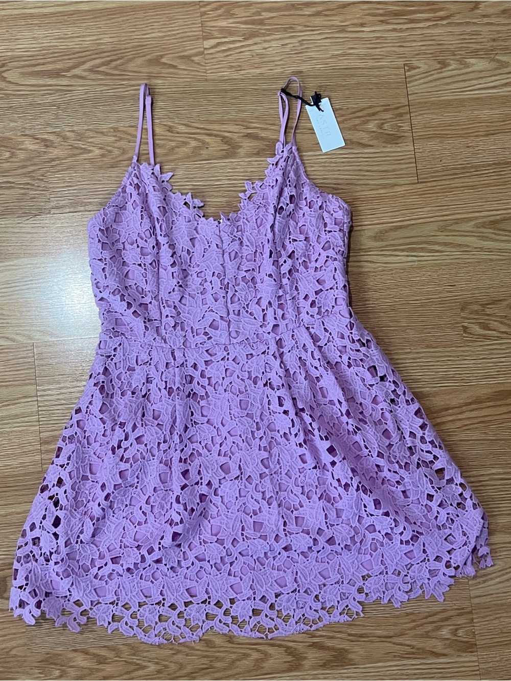 Astr Lilac Floral Lace Cami Dress - Spaghetti Straps